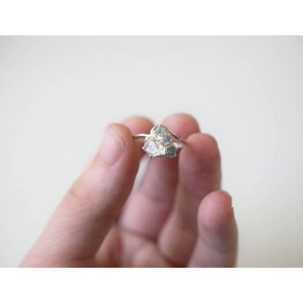 alternative raw diamond engagement ring raw crystal size 4 5 6 7 8 8 9 10 11 12
